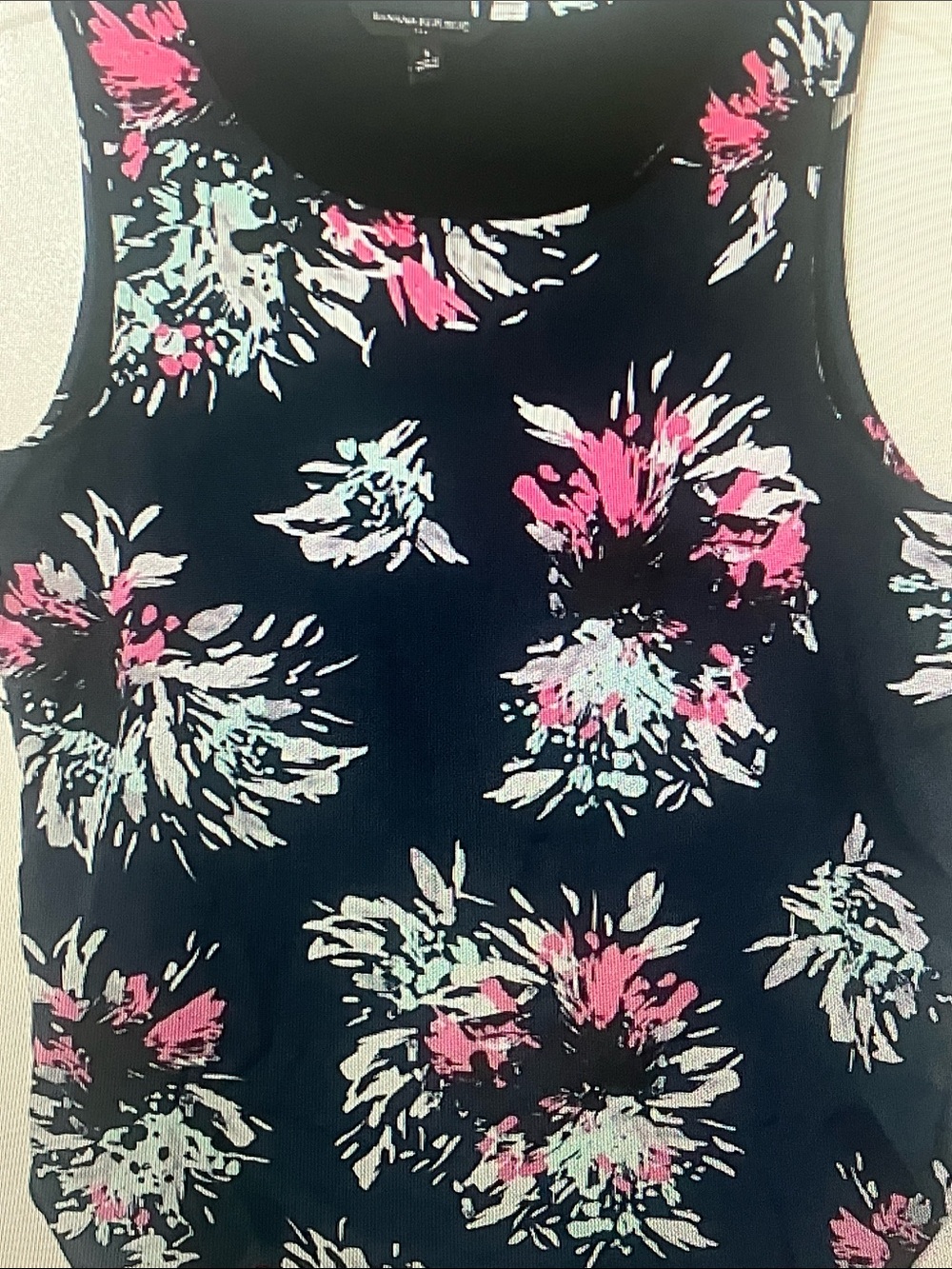 Banana Republic Navy Floral Tank with Pink & Mint Accents - Picture 1 of 5